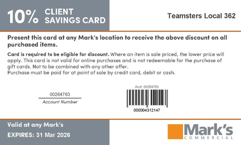 10% Off with Mark’s Digital Client Savings Card